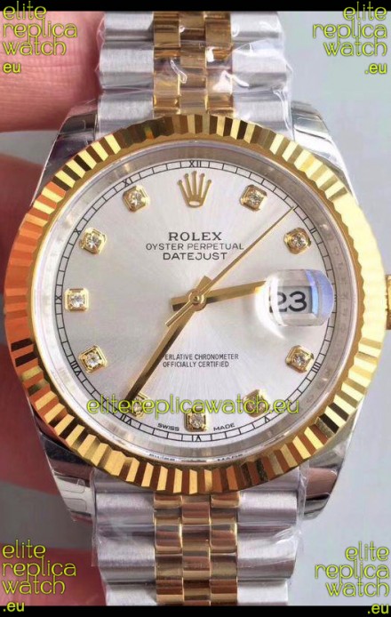 Rolex Datejust 41MM Cal.3135 Movement Swiss Replica Watch in 904L Steel Two Tone Casing Gold Dial