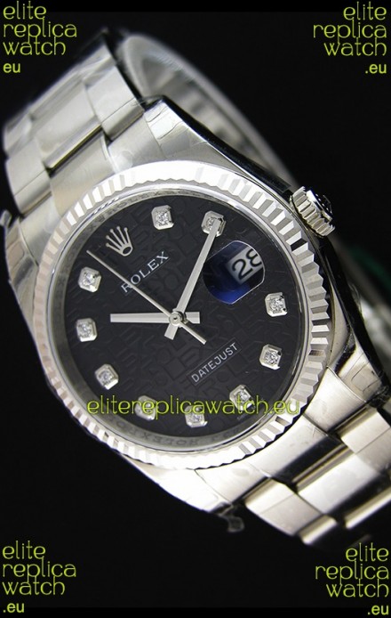 Rolex Datejust 36MM Cal.3135 Movement Swiss Replica Watch in Black Printed Dial