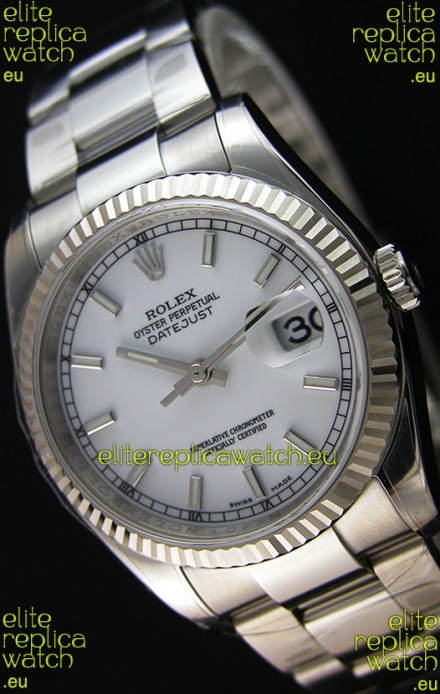 Rolex Datejust Japanese Replica Watch - White Dial in 36MM with Oyster Strap