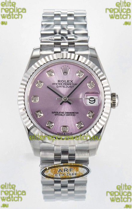 Rolex Super Clone Datejust ETA 2688 Movement 31MM Stainless Steel Case Pink Dial Watch