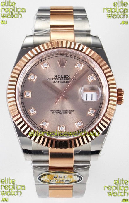 Rolex Super Clone Datejust ETA 3235 Movement 41MM Two Tone Rose Gold Plating Champange Dial Watch