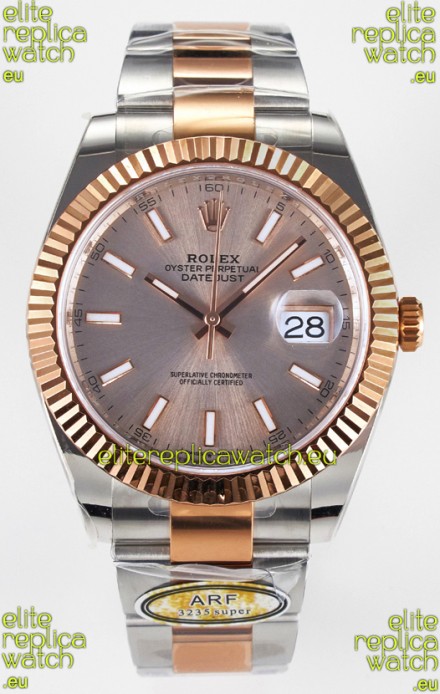 Rolex Super Clone Datejust ETA 3235 Movement 41MM Two Tone Rose Gold Plating and Dial Watch