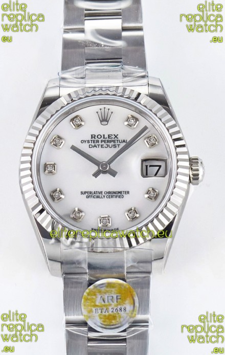 Rolex Super Clone Datejust ETA 2688 Movement 31MM Stainless Steel Pearl Dial Watch 