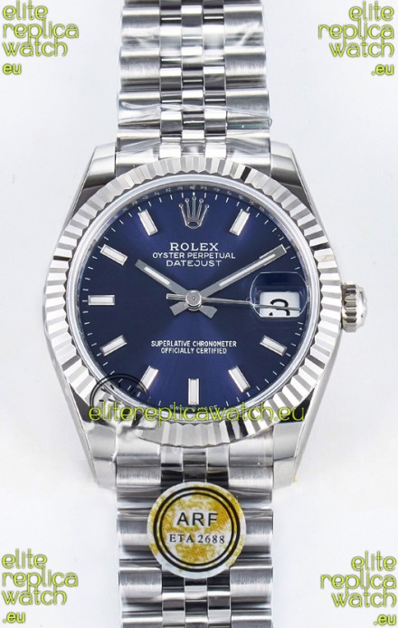 Rolex Super Clone Datejust ETA 2688 Movement 31MM Stainless Steel Blue Dial Watch 