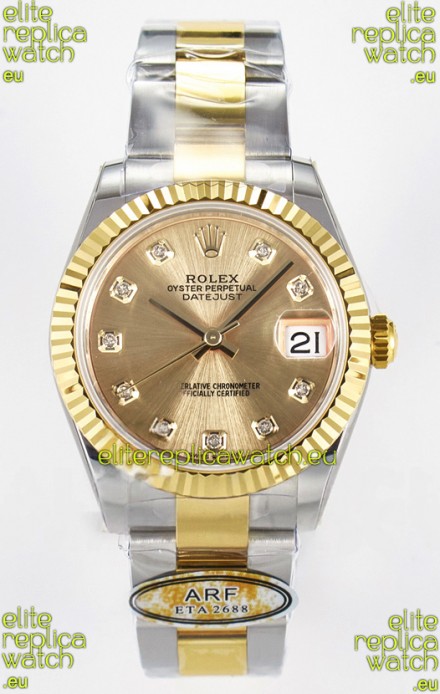Rolex Super Clone Datejust ETA 2688 Movement 31MM Two Tone Yellow Gold Watch and Dial