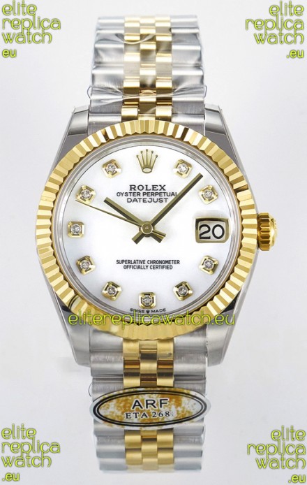 Rolex Super Clone Datejust ETA 2688 Movement 31MM Two Tone Yellow Gold Swiss White Dial