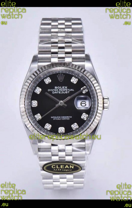 Rolex Datejust 126234 36MM Swiss Replica in 904L Steel in Black Dial 1:1 Mirror Replica