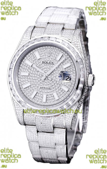 Rolex Datejust 41MM Swiss Replica - Iced Out Edition in Diamonds Dial 
