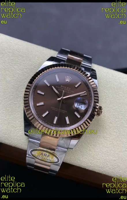 Rolex Datejust 126331 41MM ETA3235 72 Hours Power Brown Dial Oyster 1:1 Mirror Replica in Rose Gold 904L Steel