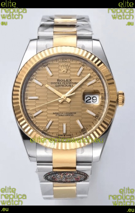 Rolex Datejust Cal.3235 Movement 1:1 Mirror Replica 904L Steel 41MM - Gold Fluted Motif Dial