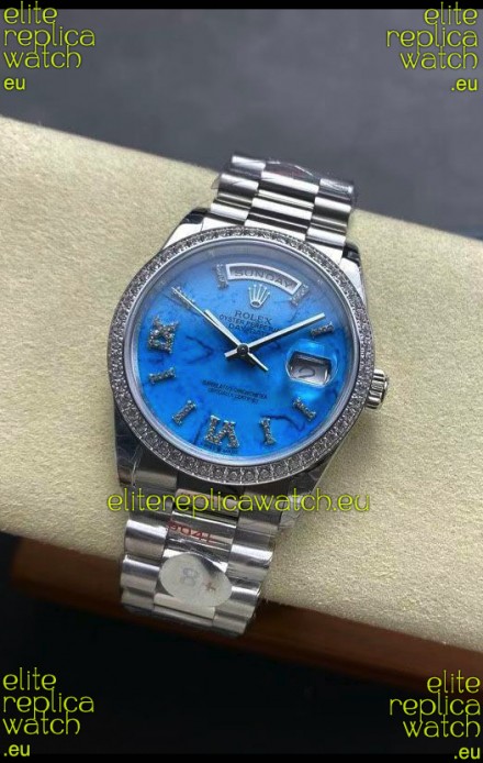 Rolex Day Date Turquoise Set 18K Stainless Steel Watch 36MM - 1:1 Mirror Replica Watch 