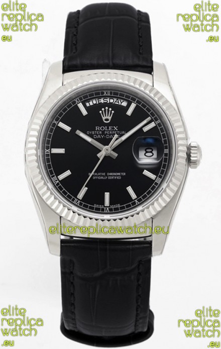 Rolex Day Date 904L Steel Casing Watch in Black Dial 36MM - 1:1 Mirror Quality