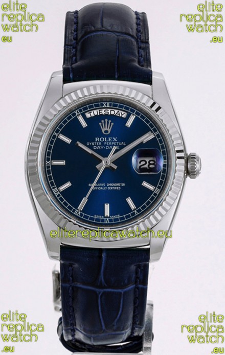 Rolex Day Date 904L Steel Casing Watch in Blue Dial 36MM - 1:1 Mirror Quality