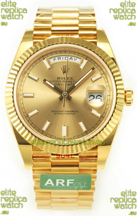 Rolex Day Date Presidential 18K Yellow Gold Watch 40MM - Gold Stick Dial 1:1 Mirror Quality