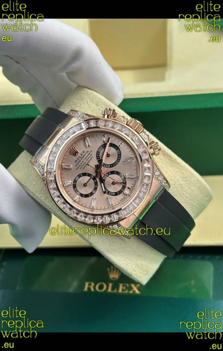 Rolex Daytona Super Clone Rose Gold Casing & Dial Cal.4131 Movement Watch Custom Sapphires Bezel