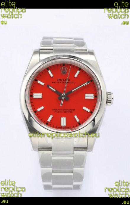 Rolex Oyster Perpetual REF#126000 36MM Swiss Movement Swiss Replica Red Dial 904L Steel 1:1 Mirror Replica Watch