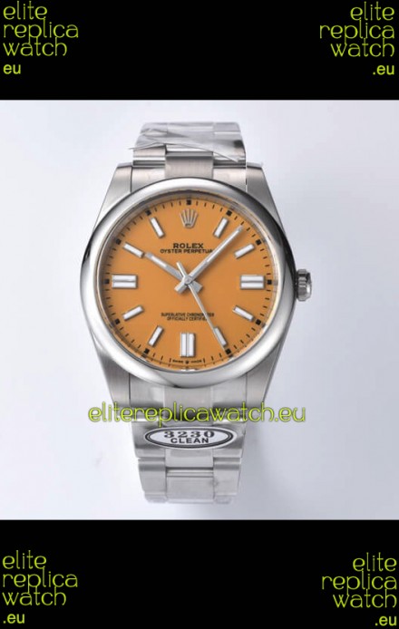 Rolex Oyster Perpetual REF#124300 41MM Cal.3230 Movement Swiss Replica Dark Yellow Dial 904L Steel 1:1 Mirror Replica Watch