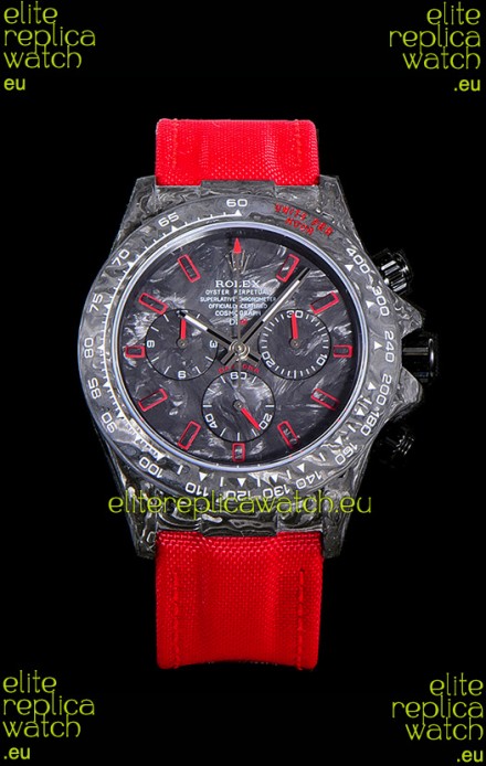 Rolex Daytona DiW Edition "All Black/Red" Forged Cabon Casing 1:1 Mirror Replica