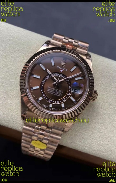 Rolex Sky-Dweller REF# 336935 Brown Dial Watch in Rose Gold 904L Steel Case 1:1 Mirror Replica