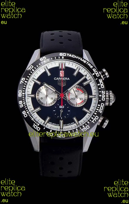 Tag Heuer Carrera Swiss Quartz Movement Replica Watch in Black Dial - Black Rubber Strap