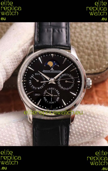 Jaeger LeCoultre Master Ultra-Thin Perpetual Calendar Black Dial Swiss Replica Watch 
