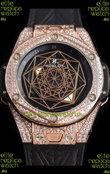 Hublot Big Bang Sang Bleu 45MM Stainless Steel Diamonds Edition Swiss Replica Watch