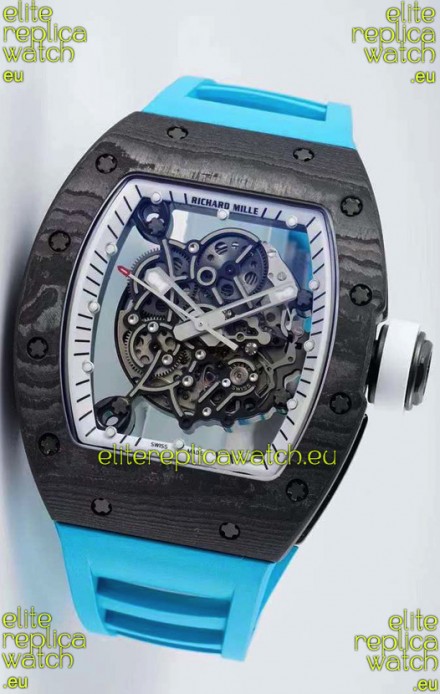 Richard Mille RM055 Forged Carbon Casing 1:1 Mirror Replica Watch in Blue Strap 