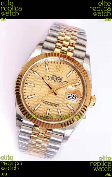 Rolex Datejust Fluted-Motif Dial 41MM Cal.3135 Movement Swiss Replica Watch in 904L Two Tone Casing