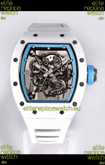 Richard Mille RM055 White Ceramic Casing 1:1 Mirror Replica Watch in White Strap