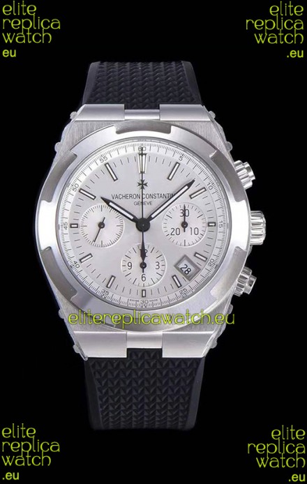 Vacheron Constantin Overseas Chronograph White Dial Swiss Replica Watch - Rubber Strap