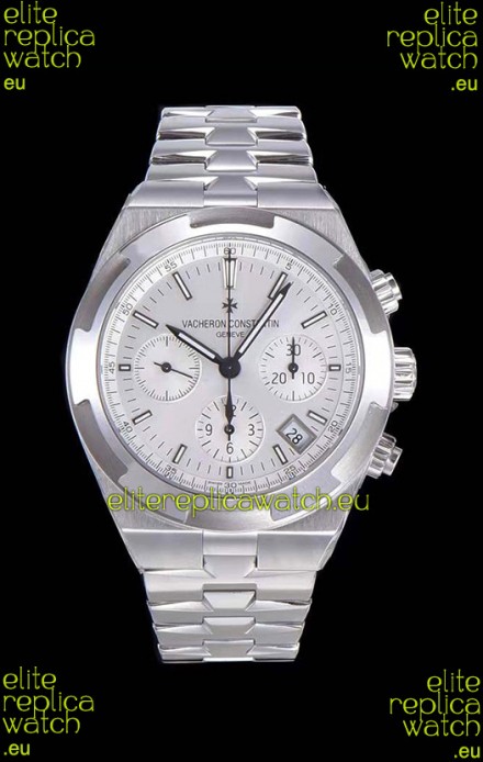 Vacheron Constantin Overseas Chronograph White Dial Swiss Replica Watch - Stainless Steel Strap