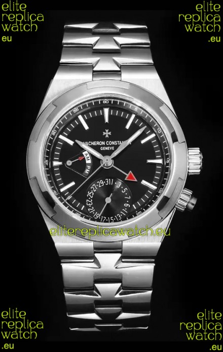 Vacheron Constantin Overseas Dual Time 1:1 Mirror Swiss Replica Watch in Black Dial 