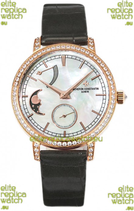 Vacheron Constantin Traditionelle Moon Phase Mother of Pearl Dial in Rose Gold Swiss Replica