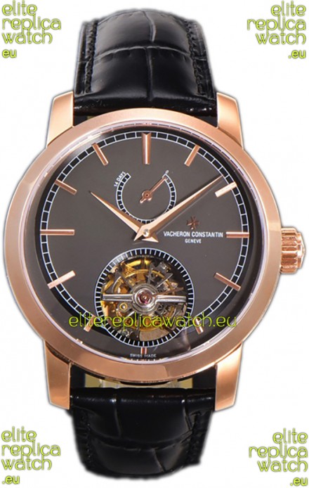 Vacheron Constantin Traditionelle 14-Day Tourbillon Grey Dial Rose Gold 1:1 Mirror Replica Watch 