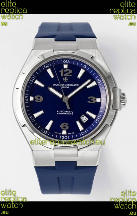 Vacheron Constantin Overseas 1:1 Mirror Swiss Replica Watch in Steel Blue Dial - Rubber Strap