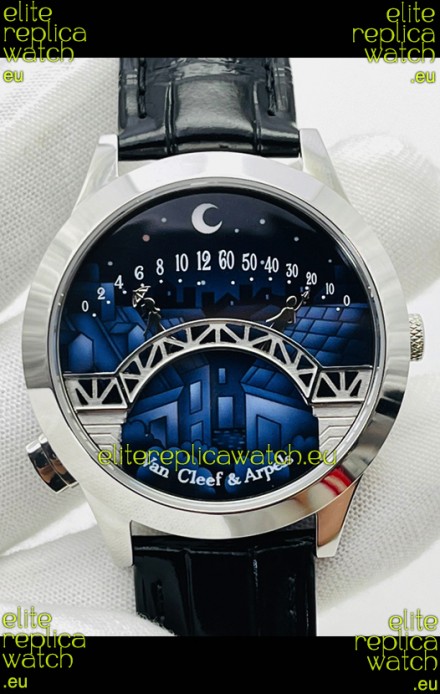 Van Cleef & Arpels Lady Arpels Pont des Amoureux in Stainless Steel Black Strap