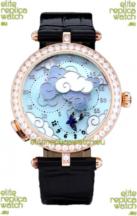 Van Cleef & Arpels Donde Des Papillons Rose Gold Casing Swiss Movement Replica Watch 