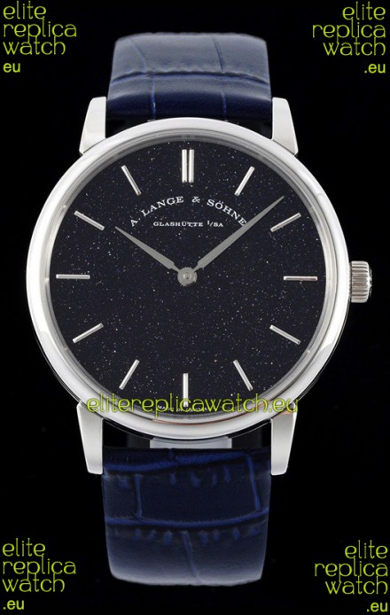 A.Lange & Sohne Saxonia Thin Swiss Replica Watch Steel Case Blue Dial