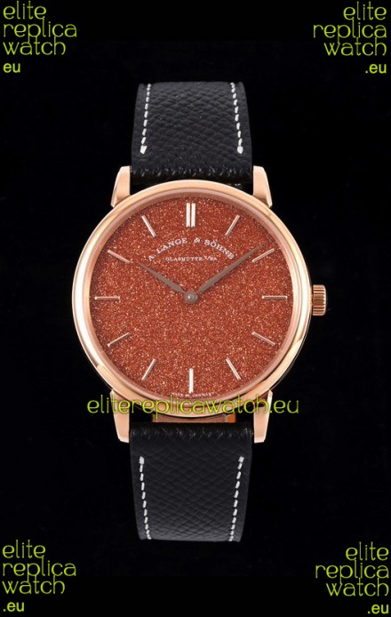 A.Lange & Sohne Saxonia Thin Swiss Replica Watch Rose Gold Case Starry Dial