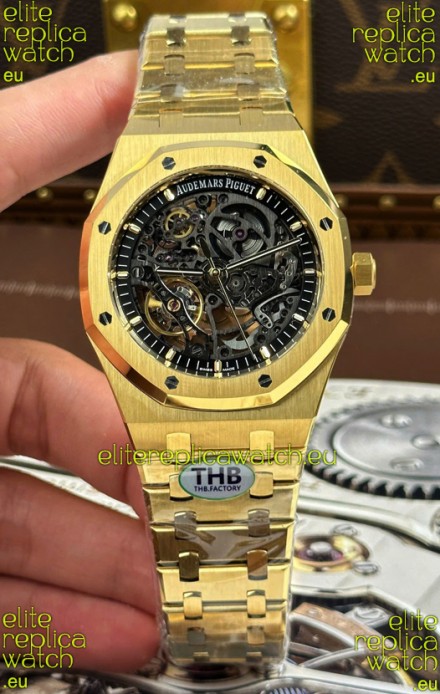Audemars Piguet Royal Oak Super Clone Openworked Yellow Gold Watch