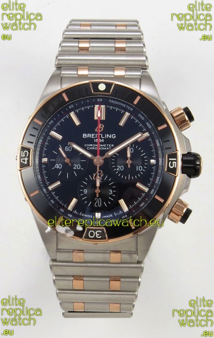 Breitling Chronomat Super Clone B01 42 Edition Swiss Two Tone Black Dial Watch 