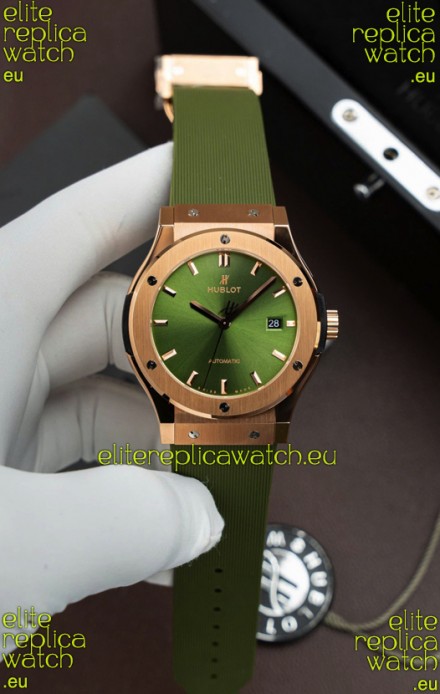 Hublot Super Clone Classic Fusion Titanium Rose Gold Green Dial 42MM Watch