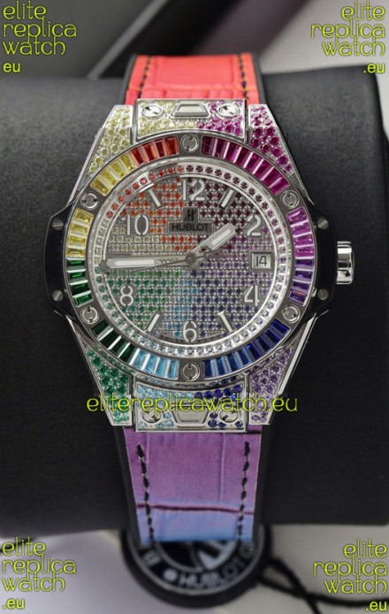Hublot Big Bang One Click King White Dial Rainbow Diamonds 39MM Watch 