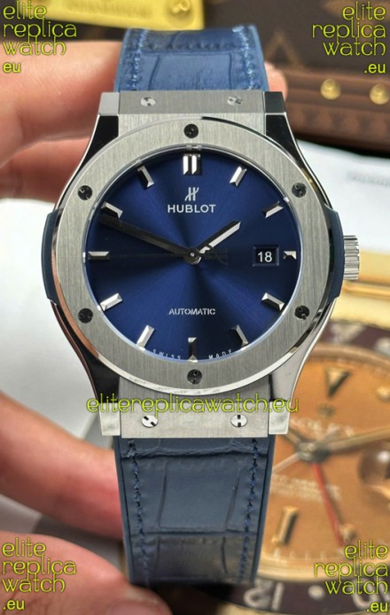Hublot Super Clone Classic Fusion Titanium Blue Dial 42MM Watch
