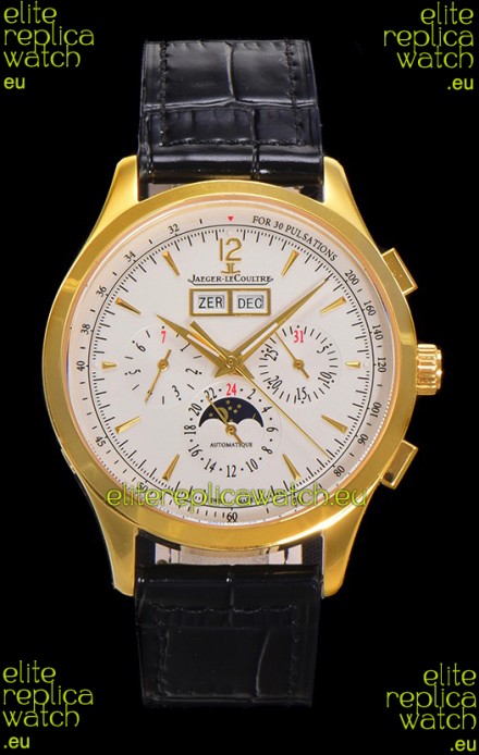 Jaeger LeCoultre Master Control Chronograph Calendar Yellow Gold Swiss Replica Watch 