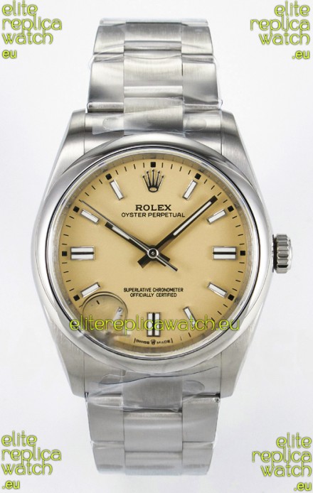 Rolex Oyster Perpetual Super Clone REF#126000 36MM Beige Dial Swiss Replica