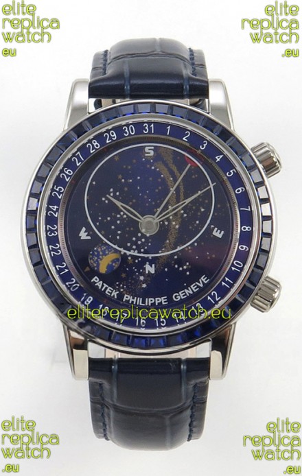 Patek Philippe Grand Complications 6102 Blue Dial Blue Diamonds Swiss Replica Watch 