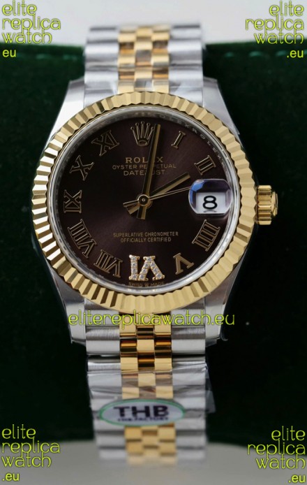 Rolex Datejust Cal.3235 Movement Super Clone Rose Gold 2 Tone 31MM Brown Dial Watch 