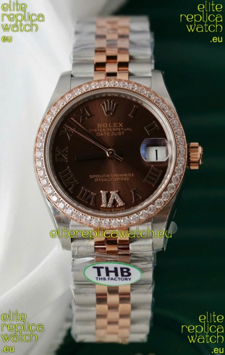 Rolex Datejust Cal.3235 Movement Super Clone Rose Gold 2 Tone 31MM Brown Dial Watch 