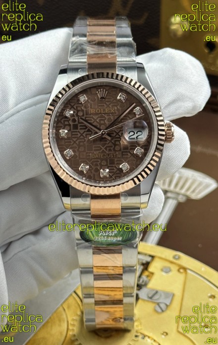 Rolex Datejust Super Clone Cal.3235 Brown Computer Dial 2 Tone Rose Gold Casing Watch 36MM